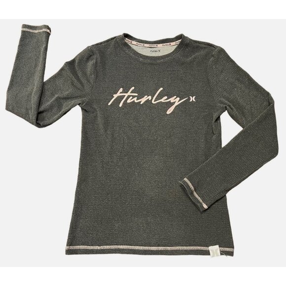 Hurley women’s gray pullover top size M pink logo and trim - Picture 1 of 6
